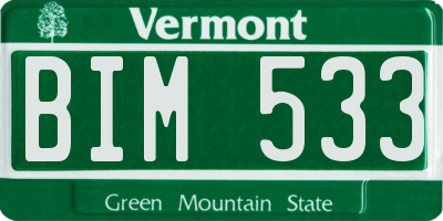 VT license plate BIM533