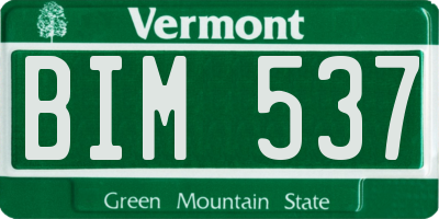 VT license plate BIM537