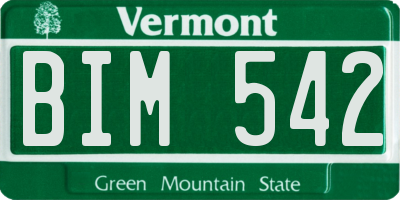 VT license plate BIM542