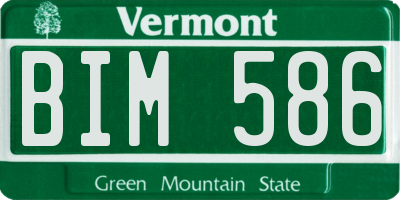 VT license plate BIM586