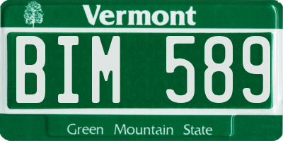 VT license plate BIM589