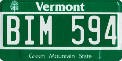 VT license plate BIM594