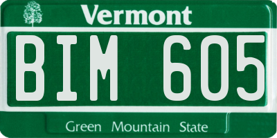 VT license plate BIM605