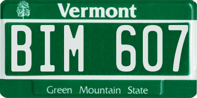 VT license plate BIM607