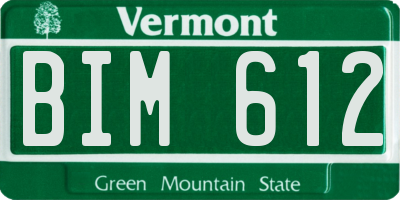 VT license plate BIM612