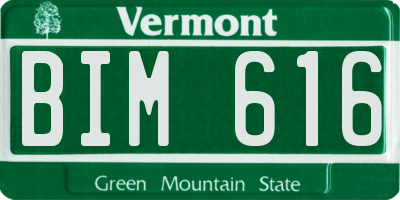 VT license plate BIM616