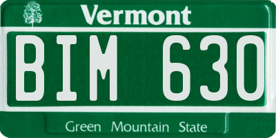 VT license plate BIM630