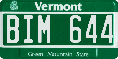 VT license plate BIM644
