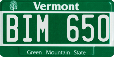 VT license plate BIM650