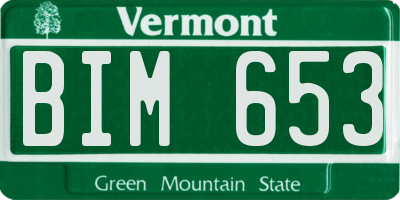 VT license plate BIM653