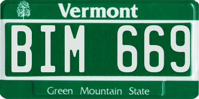 VT license plate BIM669