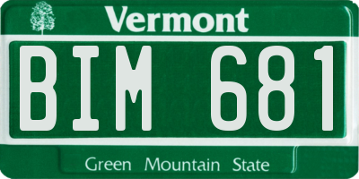 VT license plate BIM681