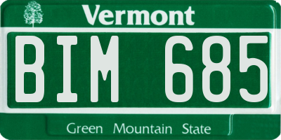 VT license plate BIM685