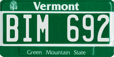 VT license plate BIM692