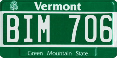 VT license plate BIM706