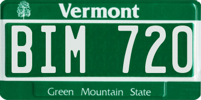 VT license plate BIM720