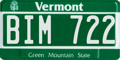 VT license plate BIM722