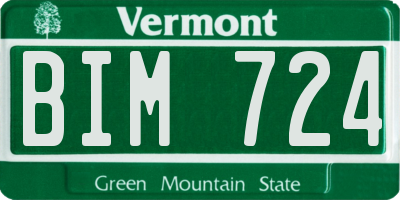 VT license plate BIM724