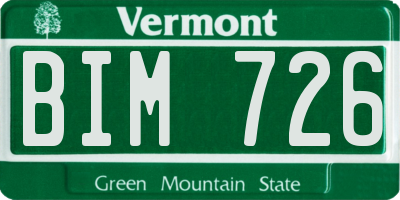 VT license plate BIM726