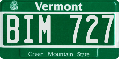VT license plate BIM727