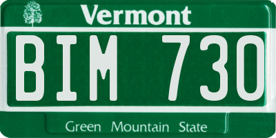 VT license plate BIM730