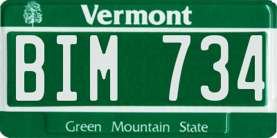 VT license plate BIM734