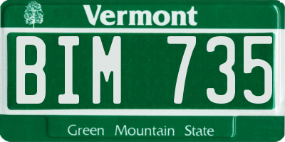 VT license plate BIM735