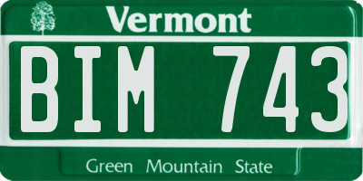 VT license plate BIM743