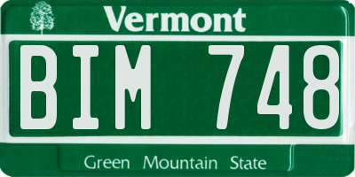 VT license plate BIM748