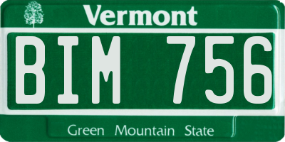 VT license plate BIM756