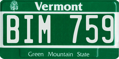 VT license plate BIM759