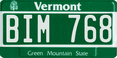 VT license plate BIM768
