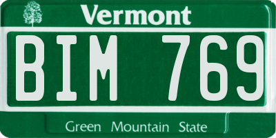 VT license plate BIM769