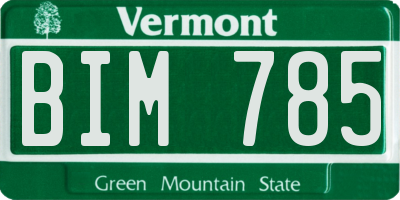 VT license plate BIM785