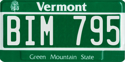 VT license plate BIM795