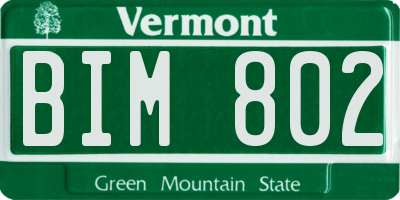 VT license plate BIM802