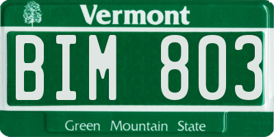 VT license plate BIM803