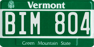 VT license plate BIM804