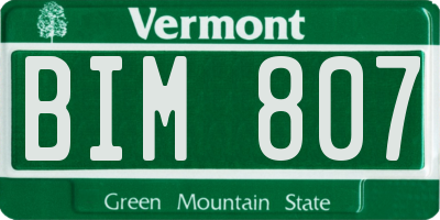 VT license plate BIM807
