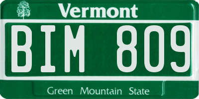 VT license plate BIM809