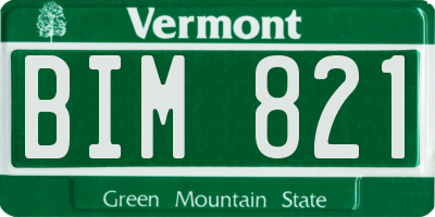 VT license plate BIM821