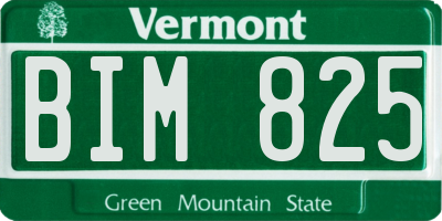 VT license plate BIM825