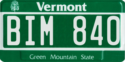 VT license plate BIM840