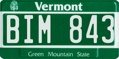 VT license plate BIM843