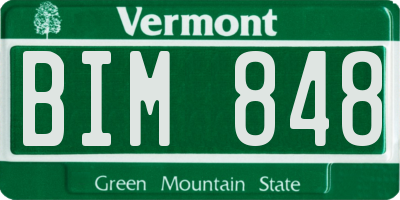 VT license plate BIM848