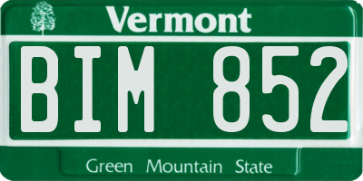 VT license plate BIM852