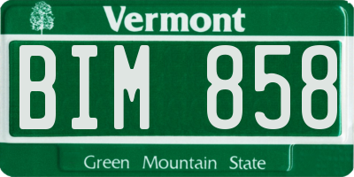 VT license plate BIM858