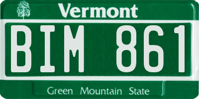 VT license plate BIM861