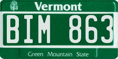 VT license plate BIM863