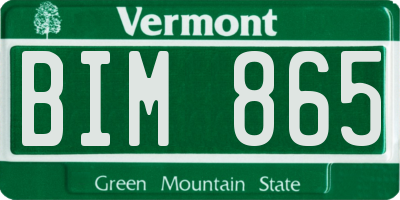 VT license plate BIM865